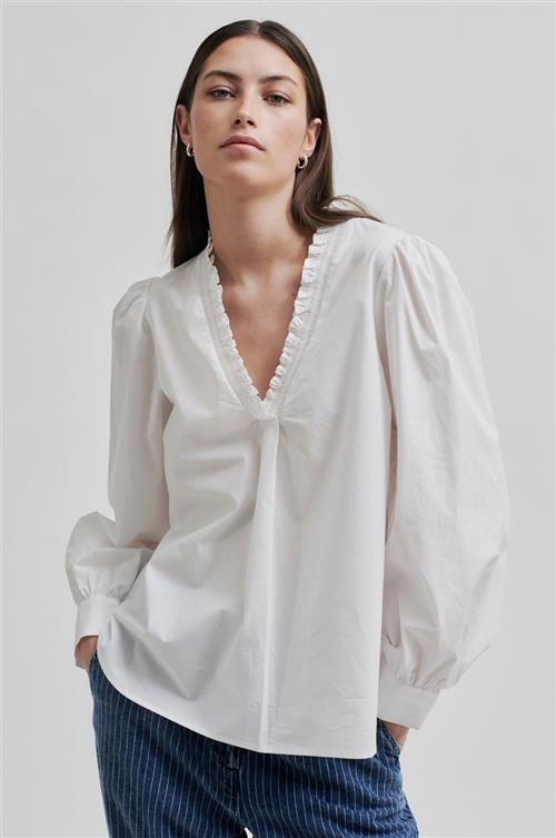 Second Female Calico Blouse Kvinde White Langærmede Bluser Str XL - Bomuld hos Magasin