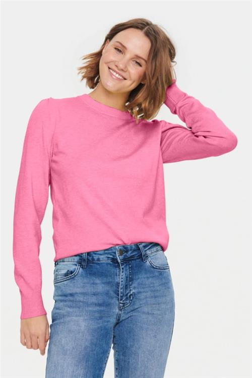 Saint Tropez Milasz Pullover Kvinde Pink Cosmos Melange Sweaters Regular Fit Str S - hos Magasin