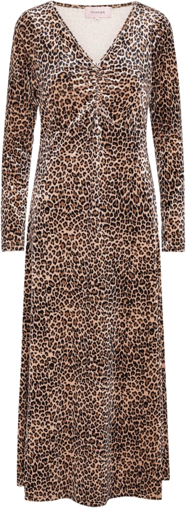 HUNKØN Angela Velour Dress Kvinde Leopard Maxi Kjoler Str XS Velour - hos Magasin