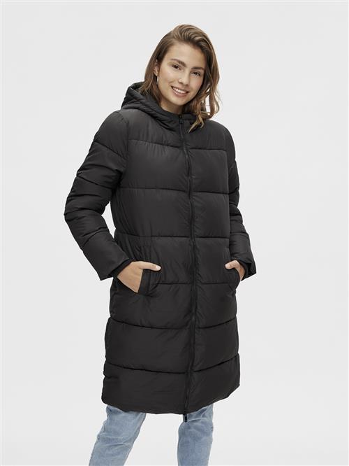 Pieces Pcbee NEW Long Puffer Jacket BC Kvinde Sort Dunjakker Str S - hos Magasin