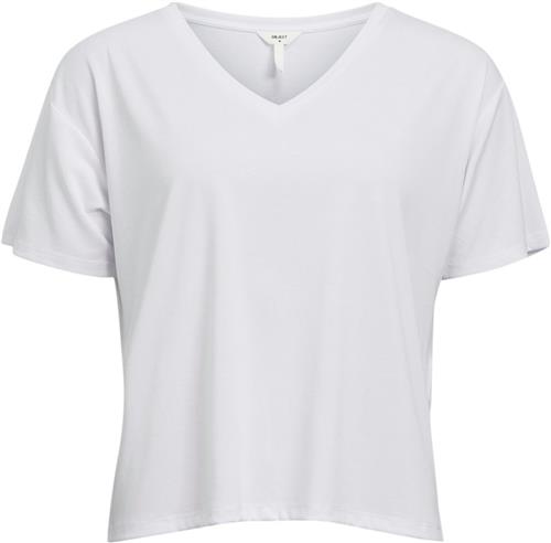 Object Objannie RE S/S Vneck TOP Noos Kvinde White Kortærmede T-shirts Str L - hos Magasin