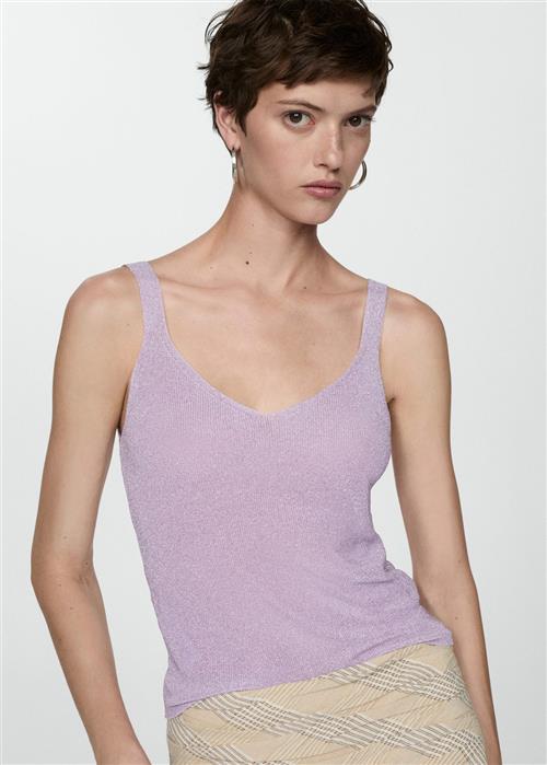 Se MANGO Lurex Knitted top Kvinde Lt-pastel Purple Toppe Str S - hos Magasin ved Magasin