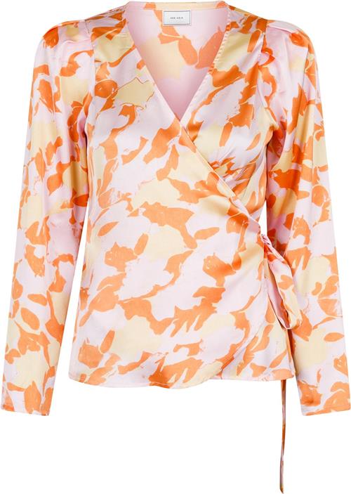 Neo Noir Milana Flower Brush Blouse Kvinde Tangerine Langærmede Bluser Str 36 - hos Magasin