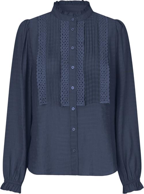 Lollys Laundry Arielll Shirt LS Kvinde Dark Blue Langærmede Skjorter Str XL - hos Magasin