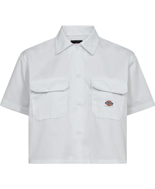 Se Dickies Work Shirt Cropped SS W White Kvinde White Kortærmede Skjorter Str S - hos Magasin ved Magasin