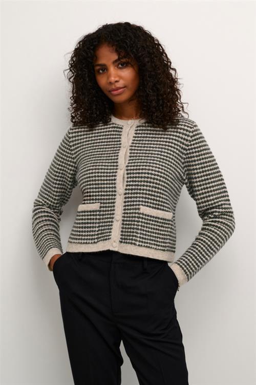 Se Kaffe Kaellery Knit Cardigan Kvinde Feather Gray/ Black Structure Cardigans Str S - hos Magasin ved Magasin