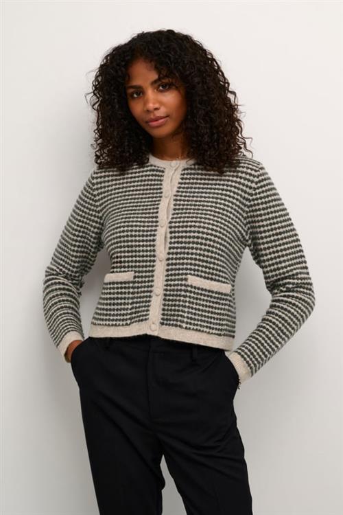 Se Kaffe Kaellery Knit Cardigan Kvinde Feather Gray/ Black Structure Cardigans Str M - hos Magasin ved Magasin