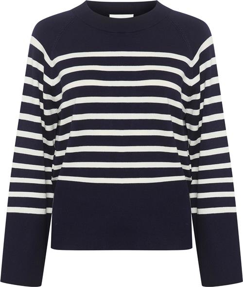 My Essential Wardrobe Zekemw Knit Pullover Kvinde Navy W. Off White Stripe Sweaters Str L - hos Magasin