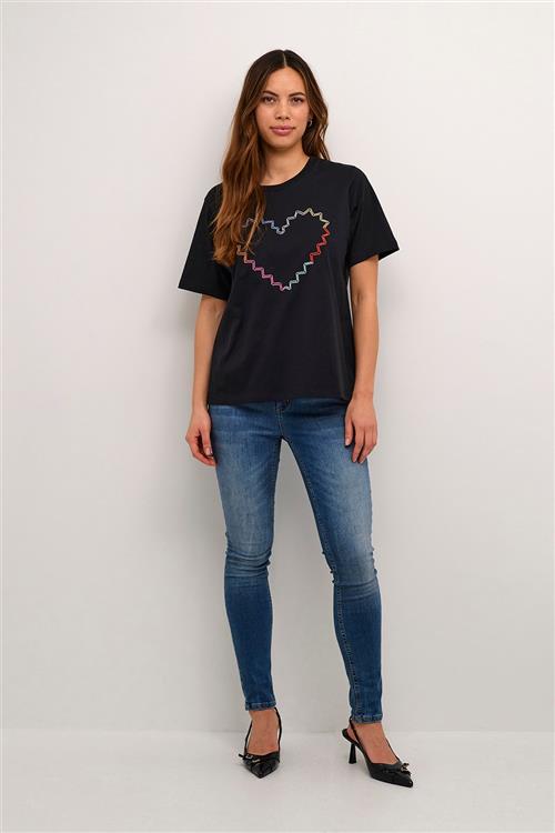 Culture Cuamora Heart Tshirt Kvinde Black Kortærmede T-shirts Str S - hos Magasin