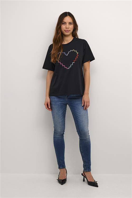 Culture Cuamora Heart Tshirt Kvinde Black Kortærmede T-shirts Str M - hos Magasin