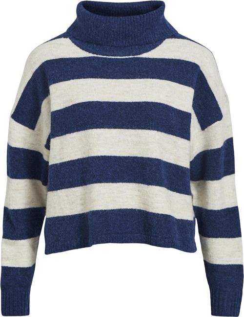 Object Objminna L/S Rollneck Knit Pullover Kvinde Estate Blue/cloud Dancer Col Rullekraver Str L - hos Magasin