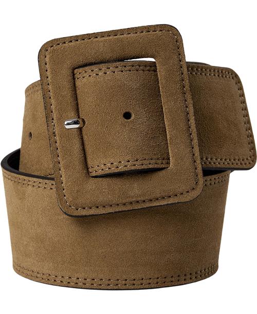 Se Magasin du Nord Collection Magasin Big Buckle Belt Dark Green L Bælter Læder ved Magasin