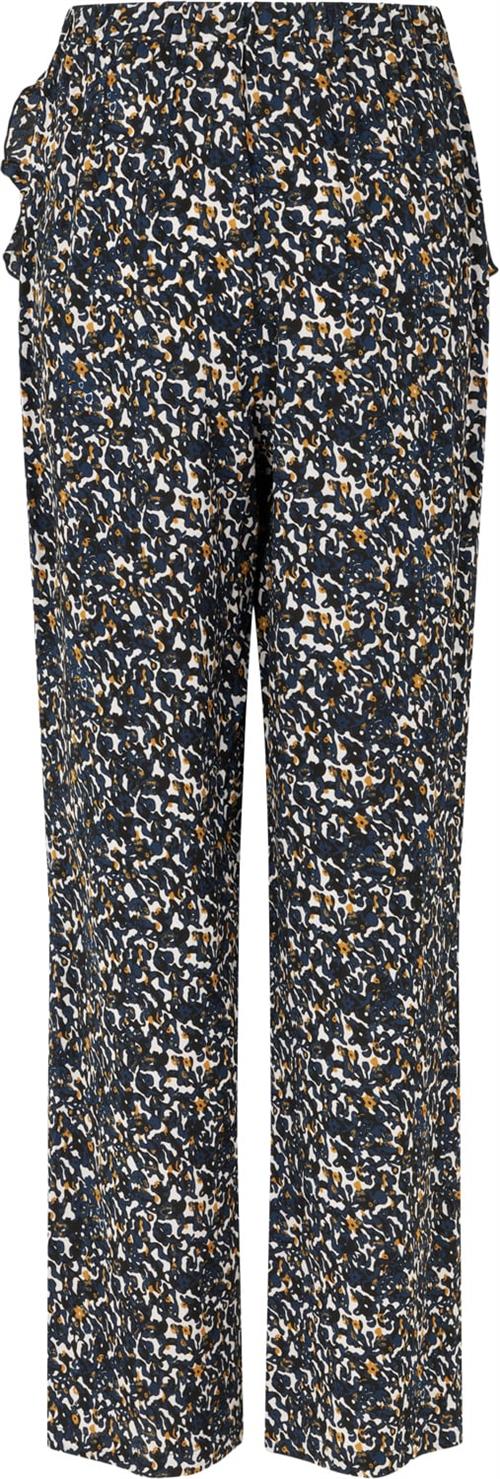 Se Rosemunde Viscose Trousers Kvinde Navy Camo Print Bukser Med Lige Ben Str 42 - hos Magasin ved Magasin