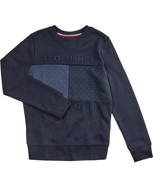 Tommy Hilfiger Monogram Panel Crewneck Str 12 år / 152 cm - Desert Sky Sweatshirts hos Magasin