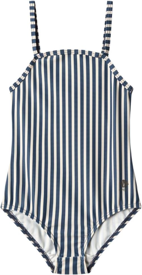 Wheat Badedragt Manon Str 4 år / 104 cm - Indigo Stripe Badedragter Polyester hos Magasin