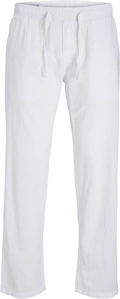 Jack & Jones Jpstkane Jjsummer Linen Blend Jogge Mand Bright White Casual Bukser Relaxed Fit Str L - hos Magasin