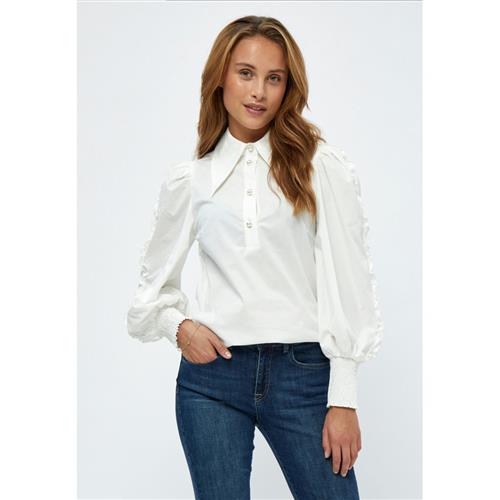 Minus Hellen Pearl Shirt Kvinde Cloud Dancer Langærmede Skjorter Str 38 - hos Magasin