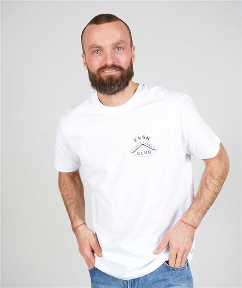 ELSK Boomerang CH Men's Brushed Tshirt Mand 001 Optic White Kortærmede T-shirts Str L - Polyester hos Magasin