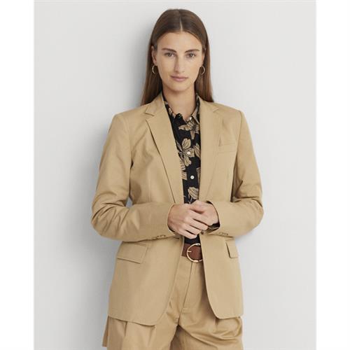 Se Lauren Ralph Lauren Cotton Twill Blazer Kvinde Beige Blazere Str 40 - Bomuld hos Magasin ved Magasin