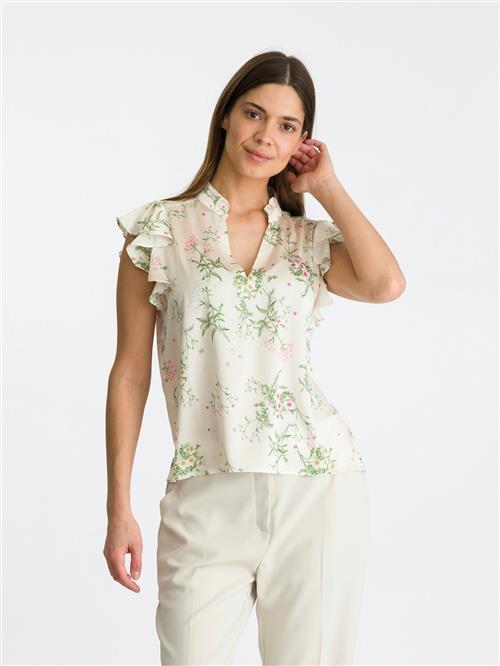 Neo Noir Stella Flower Field Blouse Kvinde Off White Kortærmede Bluser Str 44 - hos Magasin