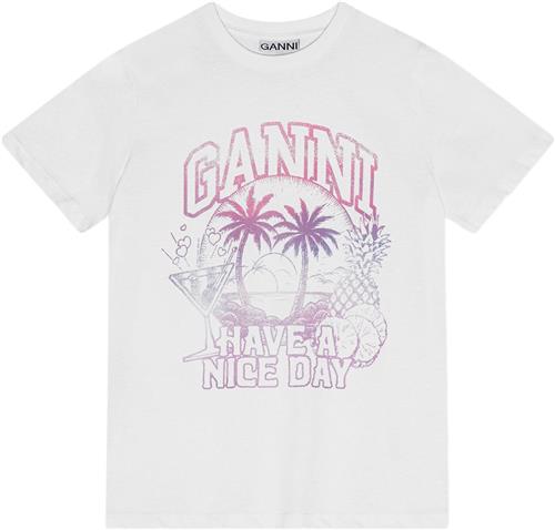 Ganni Basic Jersey Coctail Relaxed Tshir Kvinde Bright White Kortærmede T-shirts Str S - hos Magasin