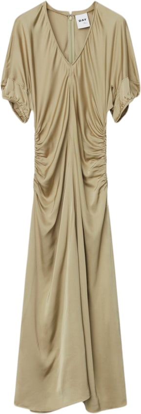 DAY Birger et Mikkelsen Judy Fluid Viscose Kvinde Blonde Khaki Maxi Kjoler Str 44 - hos Magasin