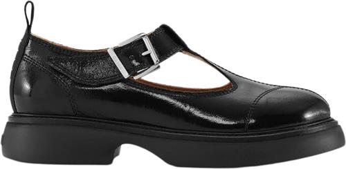 Ganni Everyday Buckle Mary Jane Tonal Nap Kvinde Black/black Loafers Str 36 - hos Magasin