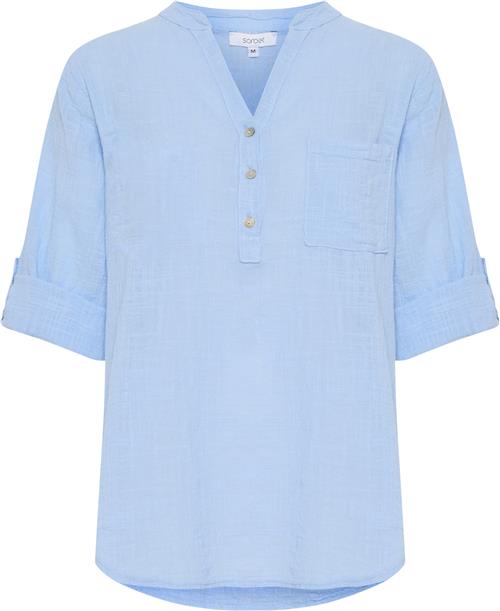 Sorbet Sbalexa Solid Blouse Kvinde Cerulean Kortærmede Bluser Str S - hos Magasin