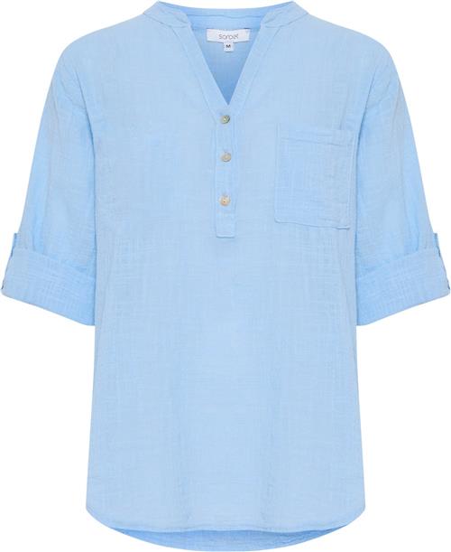 Se Sorbet Sbalexa Solid Blouse Kvinde Cerulean Kortærmede Bluser Str XXL - hos Magasin ved Magasin