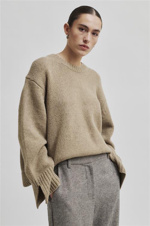 Second Female Cler Knit Oneck Kvinde Laurel Oak Sweaters Str L - hos Magasin