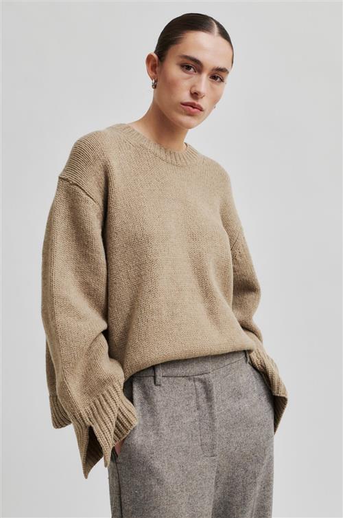 Second Female Cler Knit Oneck Kvinde Laurel Oak Sweaters Str XS - hos Magasin