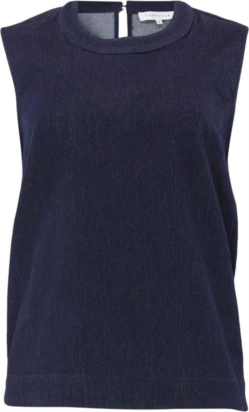 CONTINUE Cosma top Kvinde Denim Blue Toppe Str S - Denim hos Magasin