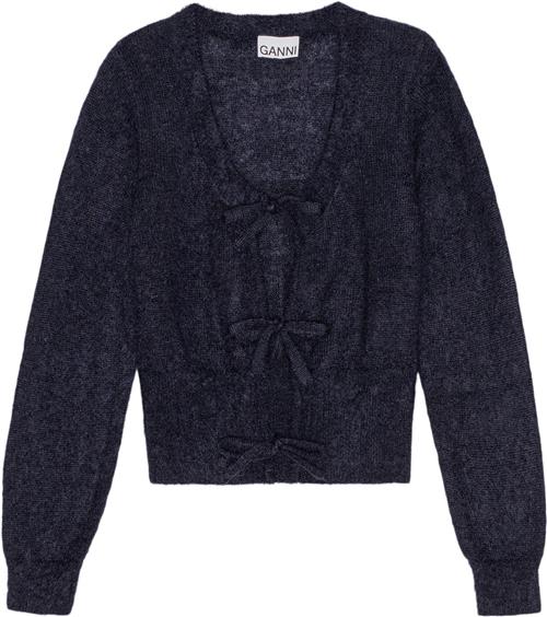 Se Ganni Light Mohair Tie String Cardigan Kvinde Sky Captain Cardigans Str S Mohair - hos Magasin ved Magasin