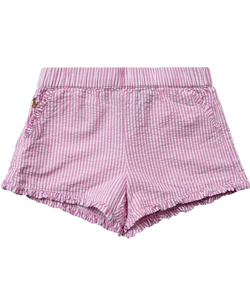 Polo Ralph Lauren Striped Ruffled Cotton Seersucker Short Str 3 År - Lyserød/hvid Shorts & Bloomers Bomuld hos Magasin