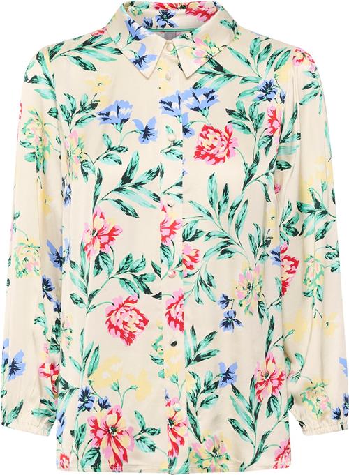 Culture Cujulie Shirt Kvinde Green/red Flower Langærmede Bluser Str XS - hos Magasin