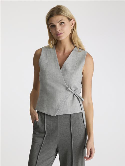 Neo Noir Samara Wrap Waistcoat Kvinde Grey Melange Veste Str 40 - hos Magasin