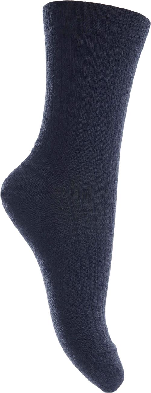 mp Denmark Wool rib Socks Str 22/24 - Navy Strømper hos Magasin