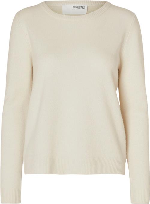 Selected Femme Slfmanila LS Knit Cashmere Oneck N Kvinde Birch Sweaters Str XL Cashmere - hos Magasin