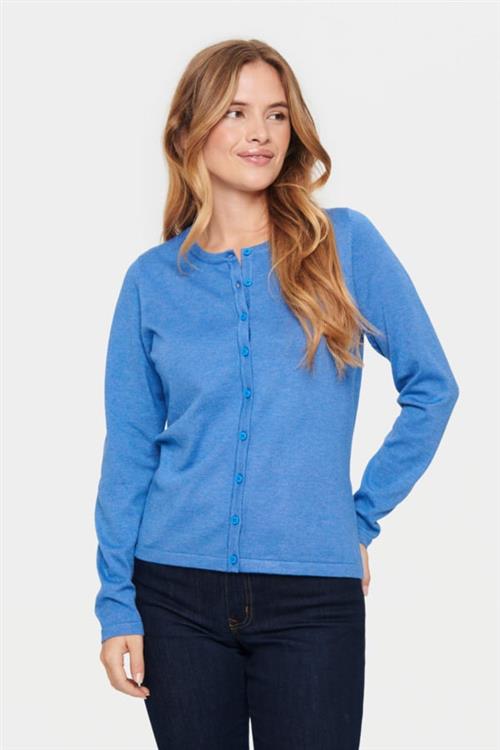 Se Saint Tropez A8661, Milasz Rneck Cardigan Kvinde Dutch Blue Melange Cardigans Classic Fit Str L - hos Magasin ved Magasin