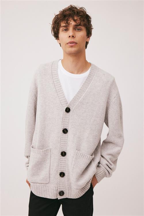 Magasin du Nord Collection Magasin Ethan 1 RWS Cashmere & Uldmix Mand Light Grey Melange Cardigans Str L Cashmere