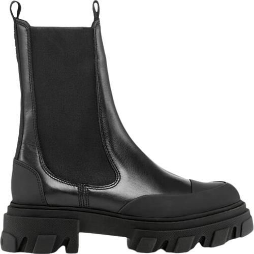 Ganni Cleated Mid Chelsea Boot Black Stit Kvinde Black Vinterstøvler Str 40 - hos Magasin