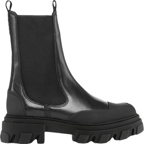 Se Ganni Cleated Mid Chelsea Boot Black Stit Kvinde Black Vinterstøvler Str 37 - hos Magasin ved Magasin