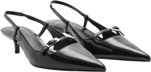 Se MANGO Slingback Heeled Shoes With Buckle Kvinde Black Slingbacks Str 42 - Læder hos Magasin ved Magasin