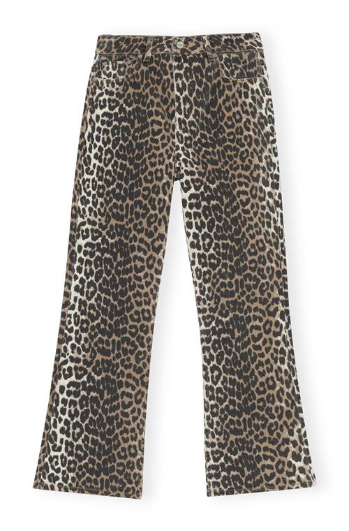 Se Ganni Print Denim Betzy Cropped Kvinde Leopard Flared Jeans Str 27 Denim - hos Magasin ved Magasin