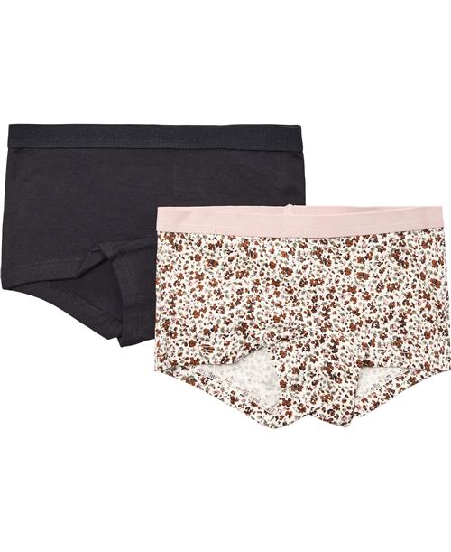 Se Magasin du Nord Collection Magasin Girls Hipsters 2pack Str 3 Brown Mini Flower / Black Underbukser Bomuld ved Magasin