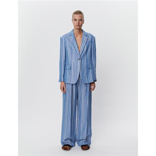 DAY Birger et Mikkelsen Allen Linen Stripe Kvinde Surf The Web Blazere Str 38 - hos Magasin