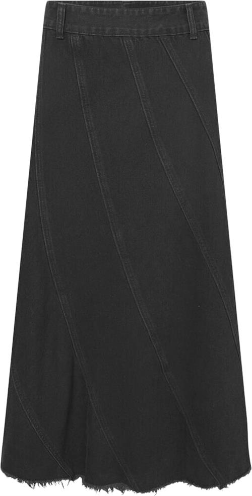 HUNKØN Mette Denim Skirt Kvinde Black Maxi Nederdele Str XS Denim - hos Magasin