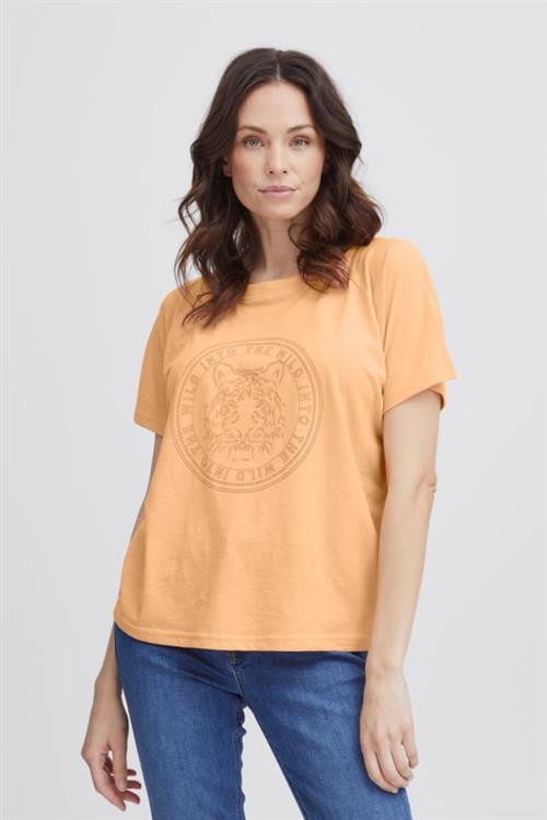 Fransa Frelina TEE 2 Kvinde Apricot Wash Mix Kortærmede T-shirts Str L - hos Magasin