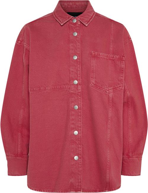 Pieces Pcfria LS Denim Shirt D2D Kvinde High Risk Red/washed Skjorter Loose Fit Str XL Denim - hos Magasin