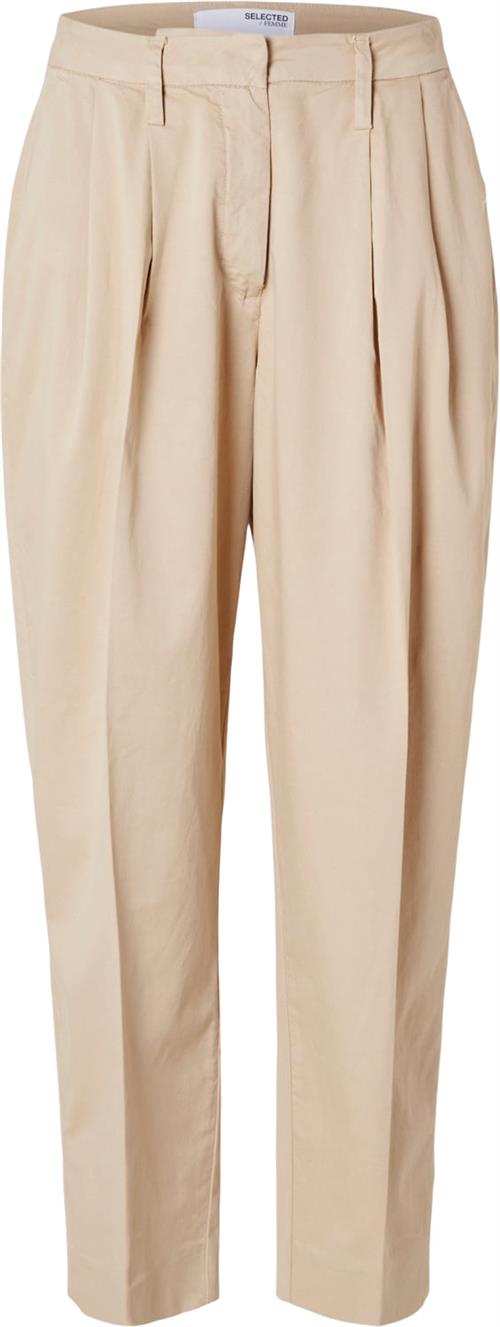 Selected Femme Slfbenedicte HW Barrel Pant Kvinde Humus Bukser Med Lige Ben Str 44 - hos Magasin